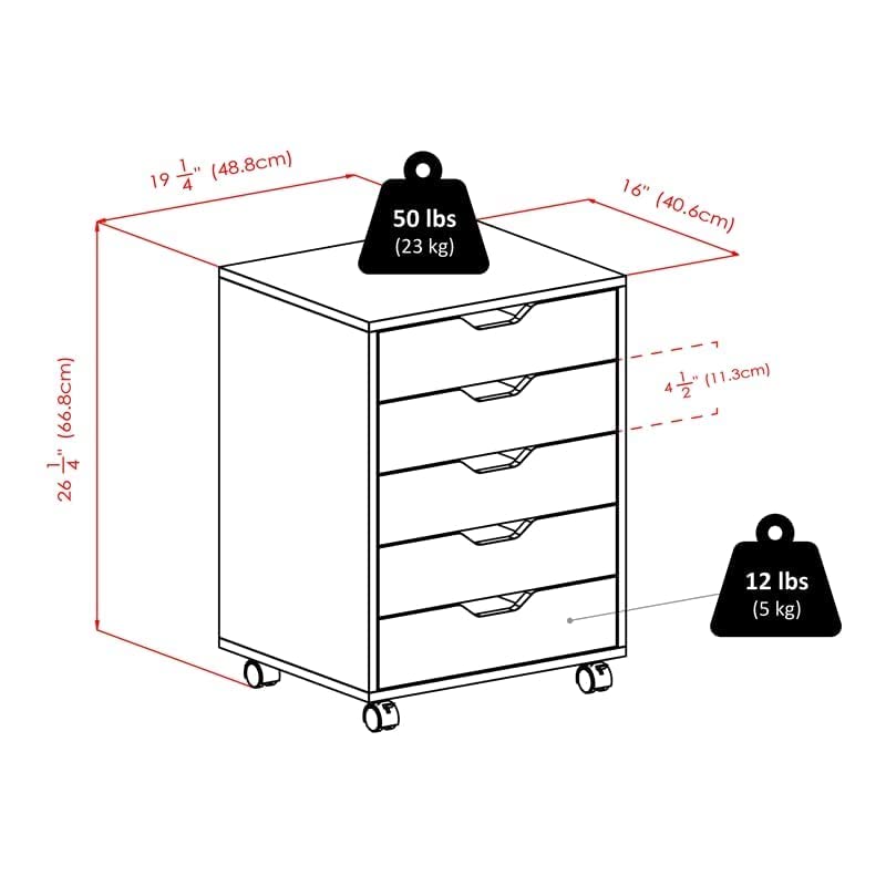 Winsome Halifax Storage/Organization, 5 drawer, White - StorageandmoreStorage