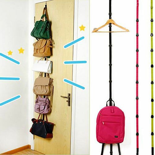 Fashion Over Door Straps Hanger 8 Hooks Adjustable Hat Bag Clothes Coat Rack Organizer Home Storage Organization - StorageandmoreStorage