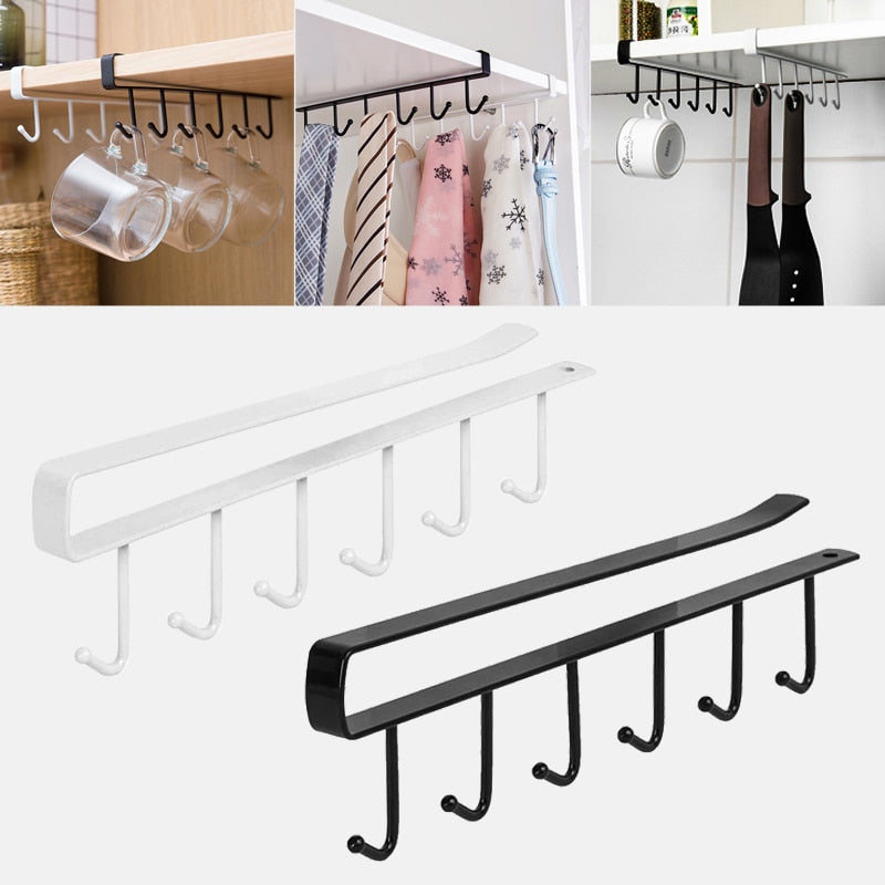 Kitchen Cupboard Storage Rack Cupboard Shelf Hanging Hook Organizer Closet Clothes Glass Mug Shelf Hanger Door Chest Hanging - StorageandmoreStorage