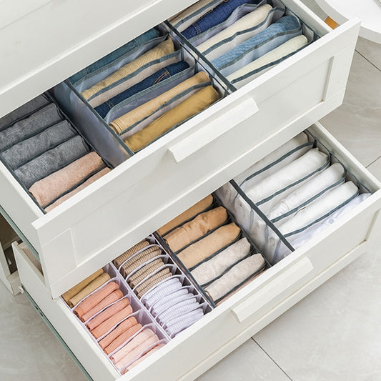 Clean and hygienic jeans compartment storage box closet clothes drawer mesh partition trouser partition household storage rack - StorageandmoreStorage