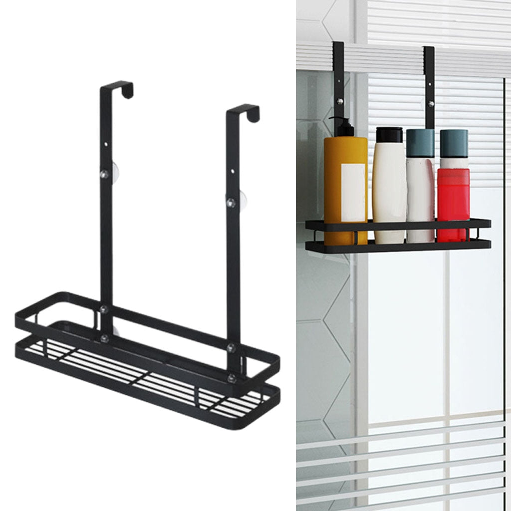 Stainless Steel Black Over The Door Organizer Hanging Shelf Door Back Rack Shampoo Holder Bedroom - StorageandmoreStorage