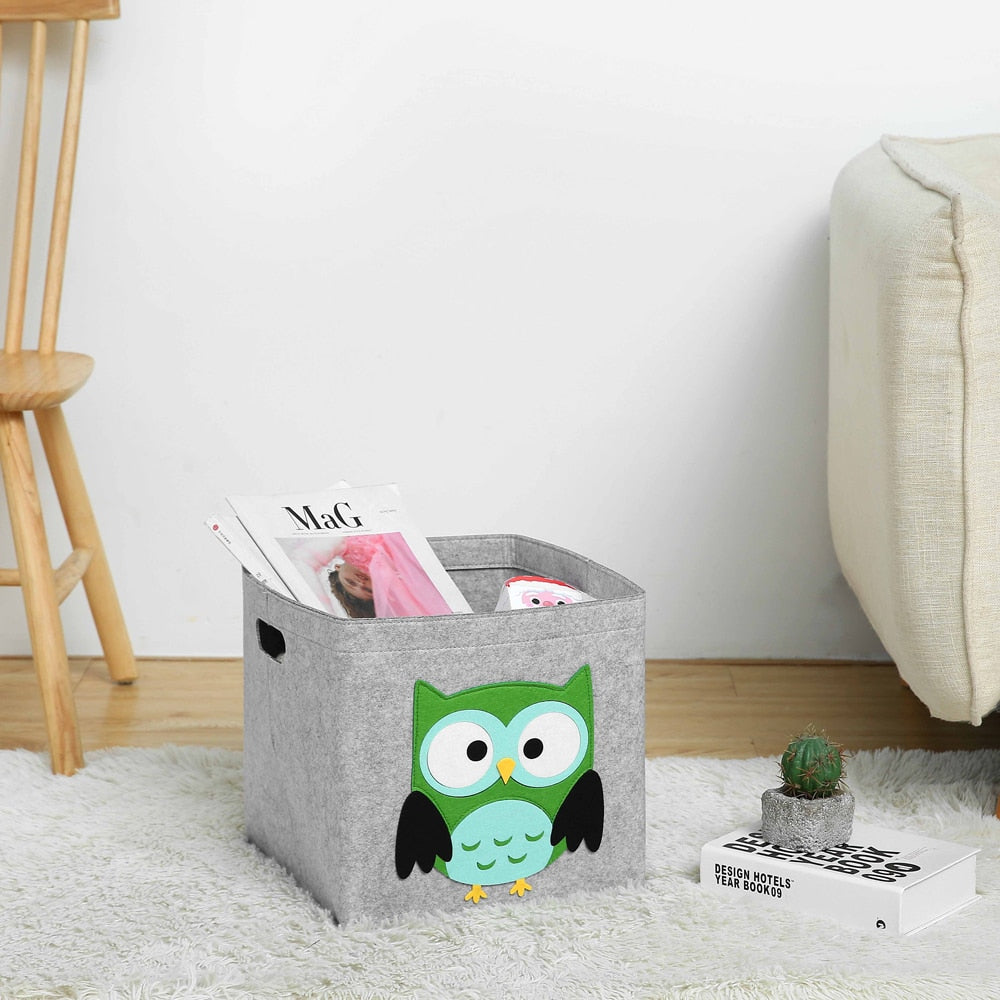 Creative Cartoon Animal Storage Box Felt Fabric Cube Nursery Shelf Home Closet Folding Storage Basket For Kids Toys Organizer - StorageandmoreStorage