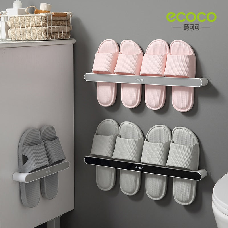 ECOCO Wall-mounted Bathroom Slipper Organizer Storage Rack Does Not Take Up Space Slippers Rack for Bathroom Accessories - StorageandmoreStorage