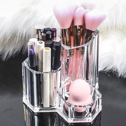 Transparent Cosmetic Organizer Makeup Brush Holder Storage Box Acrylic Plastic Box Jewelry Pen Supplies Business Card Storage - StorageandmoreStorage