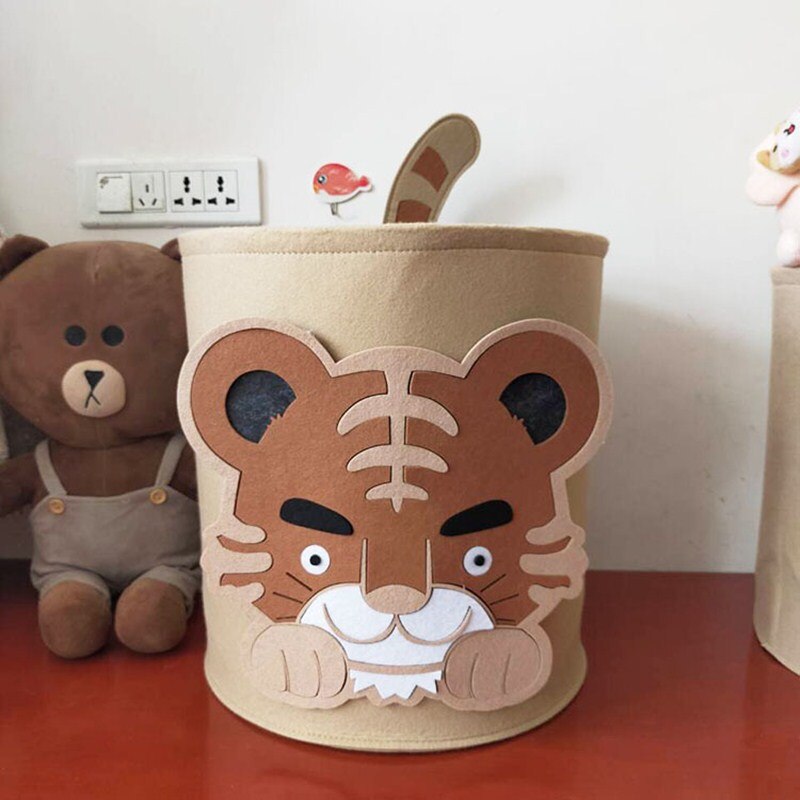 Lion Tiger Laundry Basket Storage Barrel Hamper Standing Toys Clothing Storage Bucket Clothes Organizer Holder Pouch Household - StorageandmoreStorage