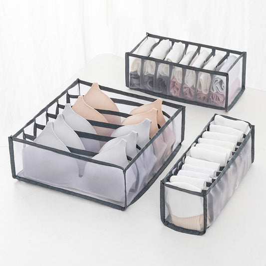 Closet Organizer For Socks Dormitory Home Separated Underwear Storage Box 6/7/11 Grids Bra Organizer Foldable Drawer Organizer - StorageandmoreStorage