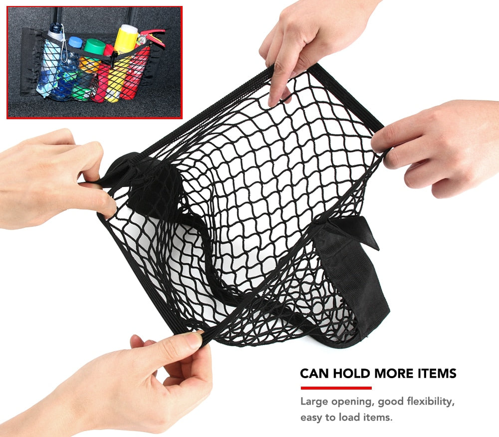 Car Back Rear Trunk Storage Net Seat Elastic String Net Magic Sticker Mesh Storage Bag Auto Organizer Seat Back Bag Freeshipping - StorageandmoreStorage