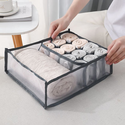 Underwear Socks Shorts Compartment Storage Box Closet Organizer Drawer Mesh Separation Dormitory Storage box Washable Organizer - StorageandmoreStorage