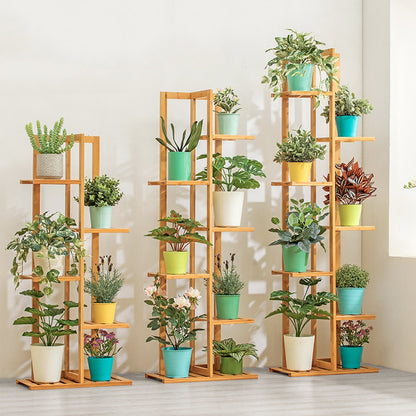 Bamboo 5 / 6  Tier  Plant Stand Rack Multiple Flower Pot Holder Shelf Indoor Outdoor Planter Display Shelving Unit for Patio - StorageandmoreStorage