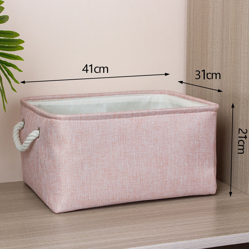 Cotton Linen Folding Storage Baskets Kids Toys Organizer Clothes and Sundries Storage Box Cabinet Storage Bag Laundry Basket - StorageandmoreStorage