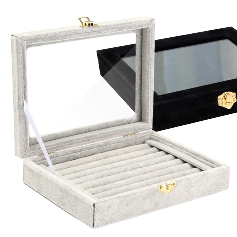 Velvet Wooden Earring Ring Holder Jewelry Box Rings  Tray Holder Jewelry Storage Box Jewelry Display Organizer Storage Boxes Jew - StorageandmoreStorage