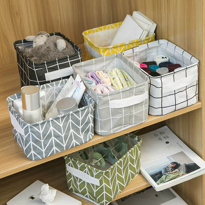 Linen Desktop Storage Basket Sundries Toy Storage Box Laundry Basket Underwear Cosmetic Organizer Office Stationery Organizer - StorageandmoreStorage