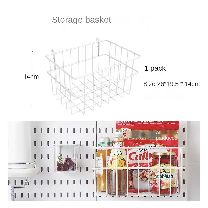 Pegboard Hanging Accessories Shelf Storage Bins Hook Brackets Clips No Punching for Garage Kitchen Pegboard Wall Organizer - StorageandmoreStorage