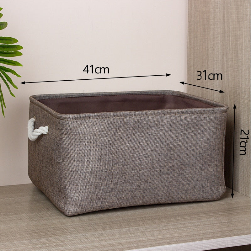 Cotton Linen Folding Storage Baskets Kids Toys Organizer Clothes and Sundries Storage Box Cabinet Storage Bag Laundry Basket - StorageandmoreStorage