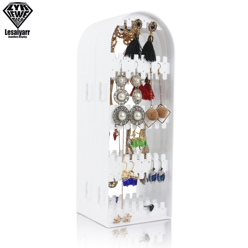 2/3/4 Fans Panels Screen Folding Clear Earrings Studs Display Rack Necklace Jewelry Shelf Stand Holder Organizer Storage Box - StorageandmoreStorage