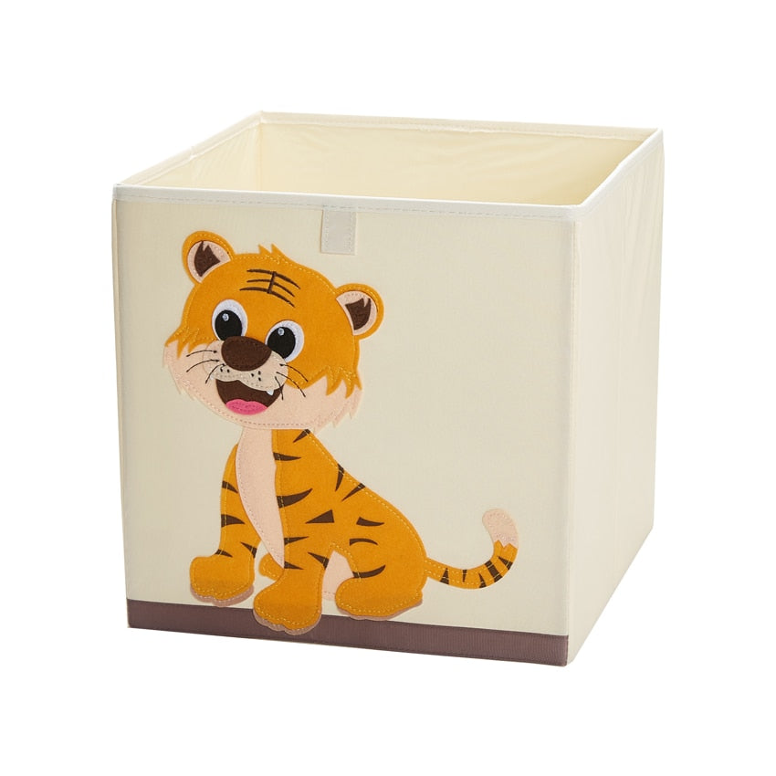 13 inch Foldable Embroidery Animal Cube Storage Box Oxford Fabric Kids Toys Organizers Bins Chest Organizer for Kids Nursery - StorageandmoreStorage