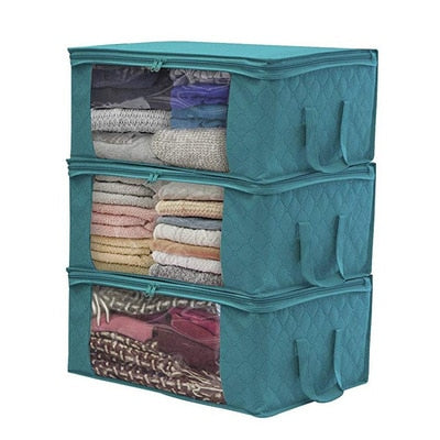 Quilt Storage Bag With Lid,Foldable Dust-Proof Storage Box,Large-Capacity Storage Bag For Clothes,Closet And Under-Bed Storage - StorageandmoreStorage