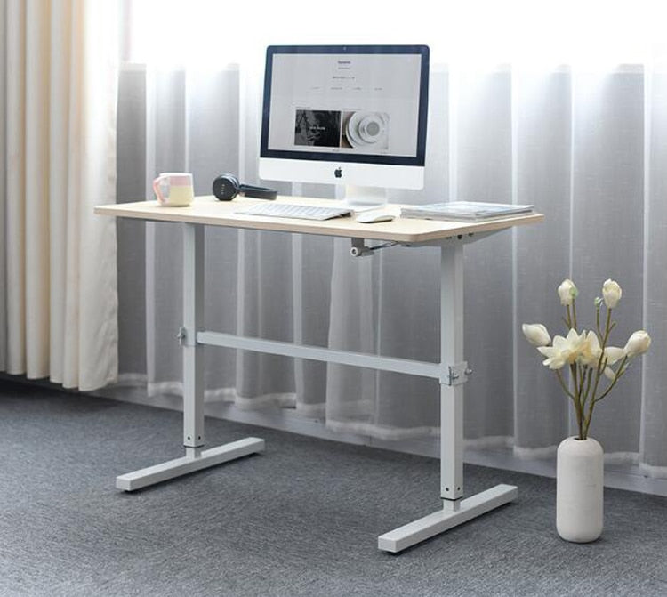 Standing Office Desk Table Manual Lift Adjustable Ergonomic Simple Office Computer Desk Stable Table 100*60cm Support 160kg - StorageandmoreStorage