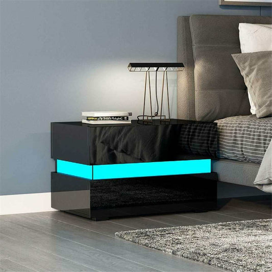 RGB LED Nightstand Coffee Table Magazine Bed side Table Cabinet Storage Bedside Table Bedroom Home Furniture Bedroom Decoration - StorageandmoreStorage