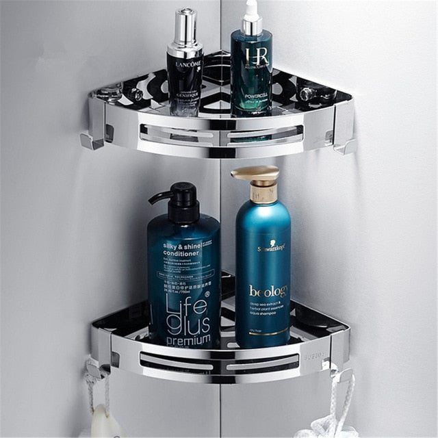 Bathroom Shelves Shower Shampoo Holder Toilet Storage Rack Hanger Corner Organizer Wall Mounted Shower Shelving Accessories - StorageandmoreStorage