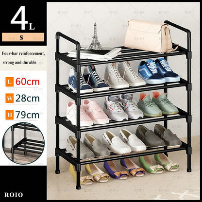 Simple Shoe Rack Metal Shoe Shelf Footwear Shoe Rack Living Room Space Saving Shoes Organizer Stand Holder Black Shoe Shelf - StorageandmoreStorage