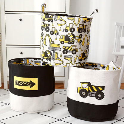 Cartoon Cars Printed Storage Basket For Toys Fabric Clothes Organizer Folding Large Laundry Basket For Dirty Clothes - StorageandmoreStorage