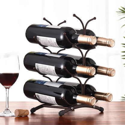 European style 6 Bottle Wine Rack Metal Freestanding Kitchen Storage Stand Wine Cabinet Grape Wine Shelf Display Bar - StorageandmoreStorage