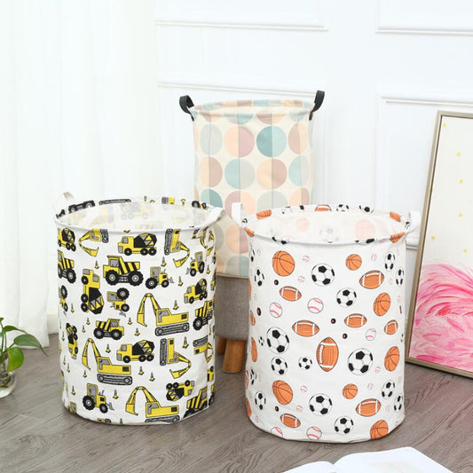 Football excavator Waterproof Laundry Hamper Portable Clothes Storage Baskets Home decoration barrel Folding kids toy organizer - StorageandmoreStorage