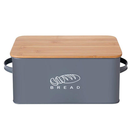 Storage Box With Bamboo Cutting Board Lid Bread Box Metal Galvanized Organization Snack Box Bread Bin Kitchen Food Containers - StorageandmoreStorage