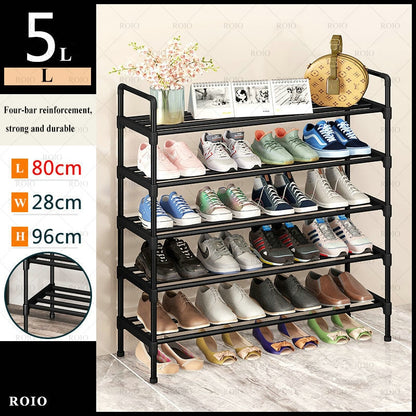 Simple Shoe Rack Metal Shoe Shelf Footwear Shoe Rack Living Room Space Saving Shoes Organizer Stand Holder Black Shoe Shelf - StorageandmoreStorage