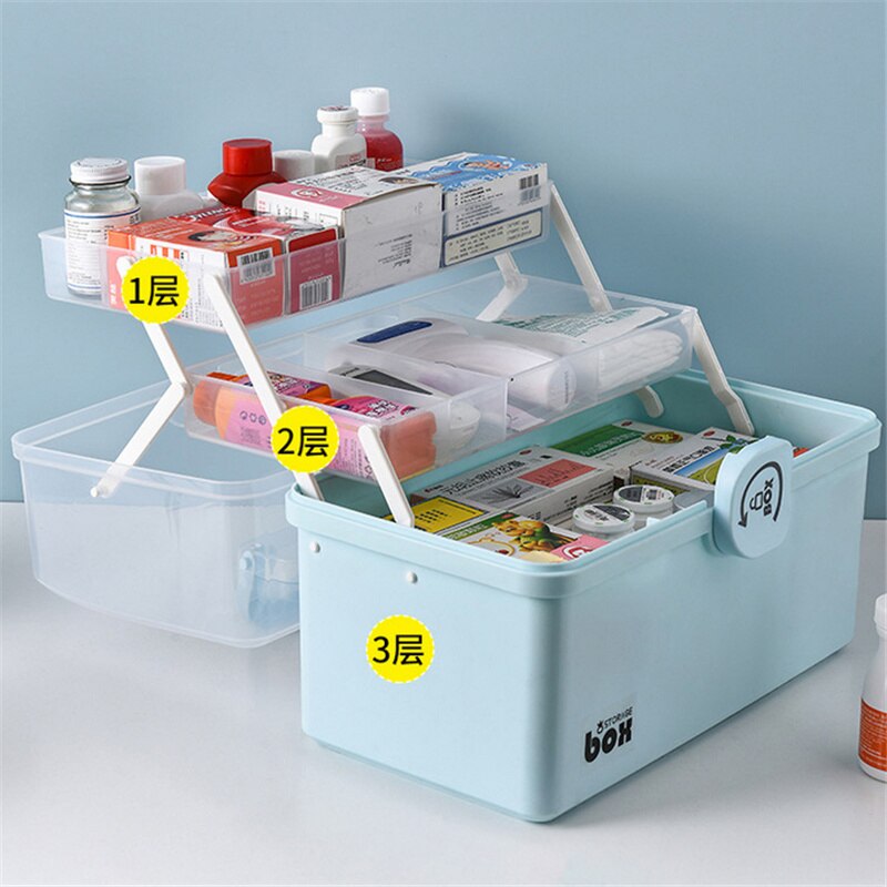 Portable First Aid Container Clear Plastic Medicine Storage Box Large Capacity Family Emergency Kit Storage Organizer - StorageandmoreStorage