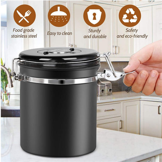 Stainless Steel Sealed Tank Storage Tank Moisture-proof Coffee Bean Milk Powder Jar Tea Pot Kitchen Grains Storage Box MSDL01 - StorageandmoreStorage