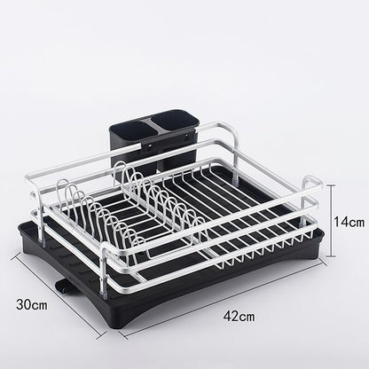 Double Layer Aluminum Alloy Sink Stand Dish Drying Rack Kitchen Organizer Drainer Plate Holder Cutlery Storage Shelf Accessories - StorageandmoreStorage