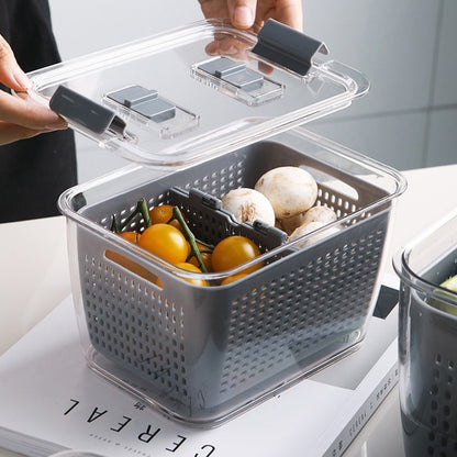 Kitchen Plastic Storage Box Vegetables Fruit Fresh-Keeping Box Drain Basket Sink Filter Mesh Sieve Storage Basket Kitchen Tools - StorageandmoreStorage