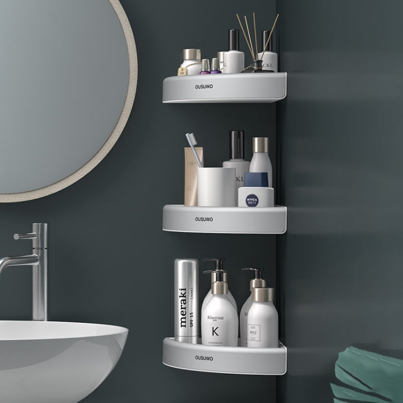 Wall-Mounted Triangular Storage Rack Toilet Double Detachable Storage Shelves Strong Load-Bearing Household Bathroom Accessories - StorageandmoreStorage