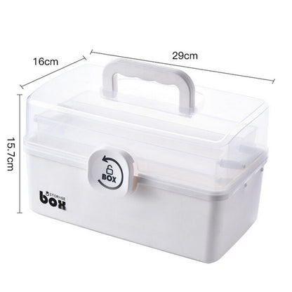 Portable First Aid Container Clear Plastic Medicine Storage Box Large Capacity Family Emergency Kit Storage Organizer - StorageandmoreStorage