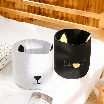 Felt Fabric Laundry Basket Toy Storage Baskets Bin For Kids Dog Toys Clothes Organizer Cute Animal Laundry bucket - StorageandmoreStorage