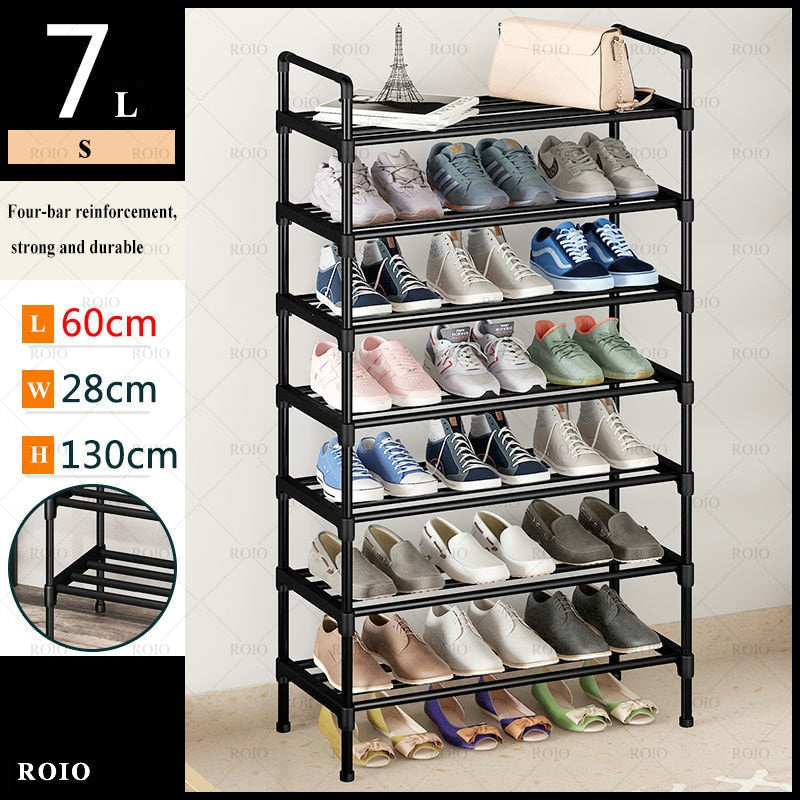 Simple Shoe Rack Metal Shoe Shelf Footwear Shoe Rack Living Room Space Saving Shoes Organizer Stand Holder Black Shoe Shelf - StorageandmoreStorage