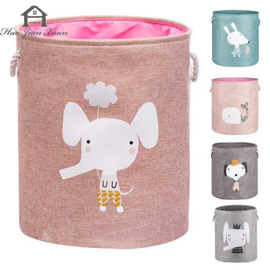 Large Folding Laundry Basket With Lid Toy Storage Baskets Bin For Kids Dog Toys Clothes Organizer Cute Animal Laundry bucket - StorageandmoreStorage