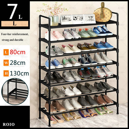 Simple Shoe Rack Metal Shoe Shelf Footwear Shoe Rack Living Room Space Saving Shoes Organizer Stand Holder Black Shoe Shelf - StorageandmoreStorage