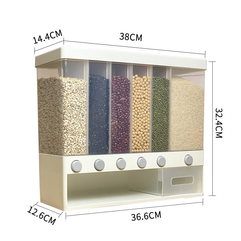 Automatic Plastic Cereal Dispenser Storage Box  Food Tank Rice Container Organizer Grain Storage Cans Kitchen Food Storage Tool - StorageandmoreStorage