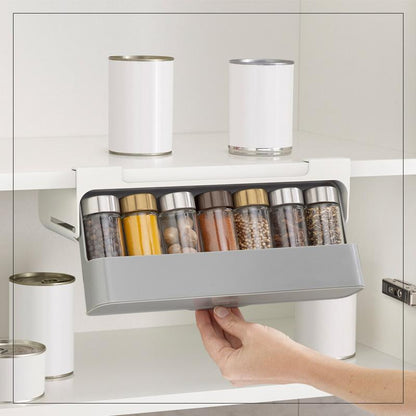 Home Kitchen Self-adhesive Wall-mounted Under-Shelf Spice Organizer Spice Bottle Storage Rack Kitchen Supplies Storage In Stock - StorageandmoreStorage