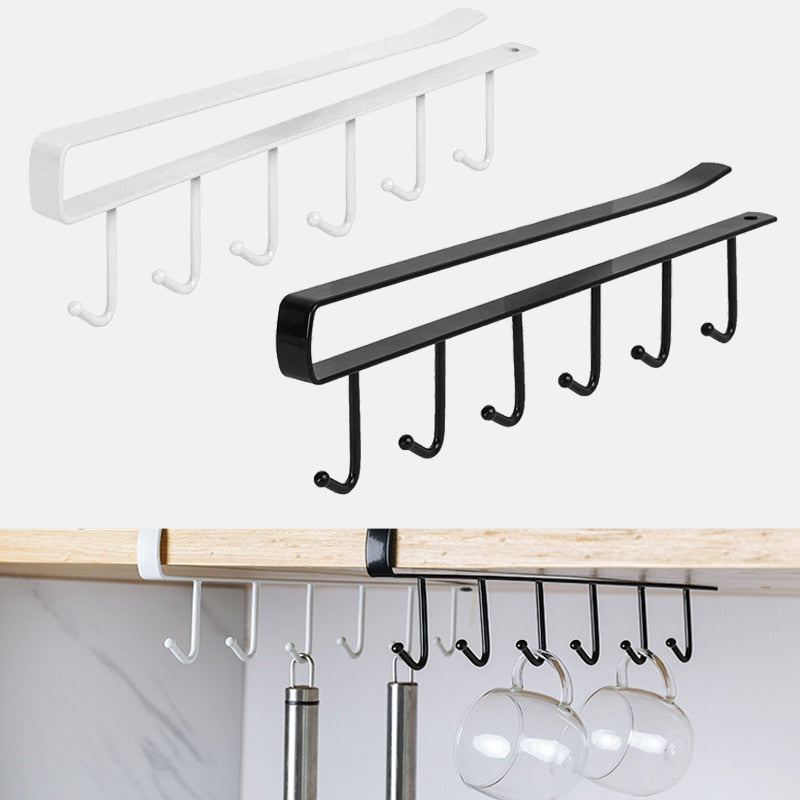 Kitchen Cupboard Organizer Closet Clothes Glass Mug Shelf Hanger Storage Rack Cupboard Shelf Hanging Hook  home accessories - StorageandmoreStorage