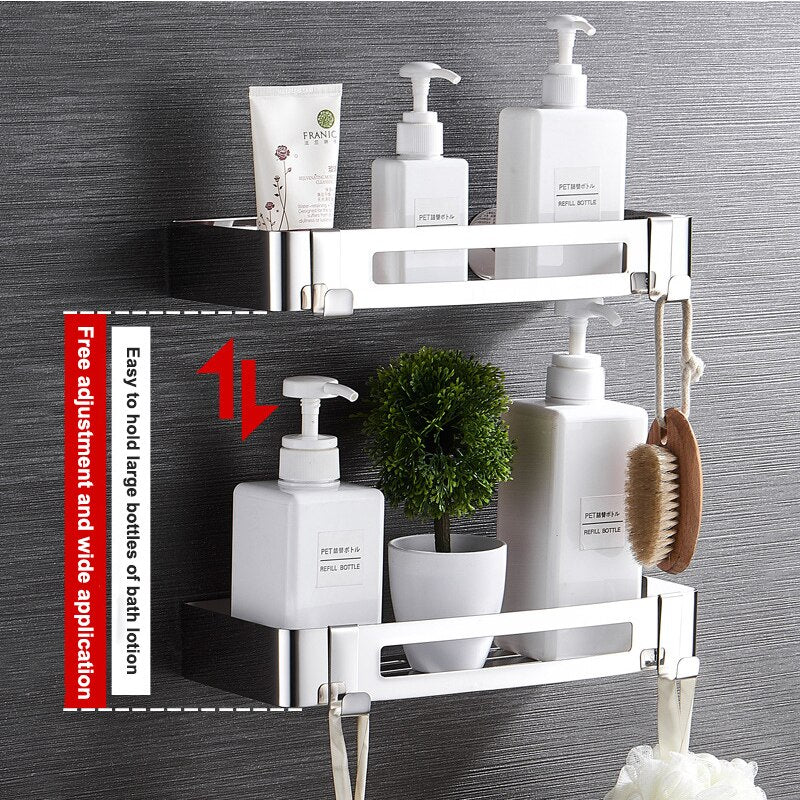 Bathroom Shelves Shower Shampoo Holder Toilet Storage Rack Hanger Corner Organizer Wall Mounted Shower Shelving Accessories - StorageandmoreStorage