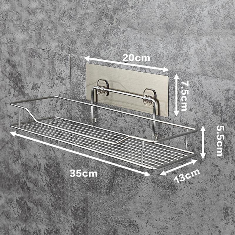 Stainless Steel Bathroom Storage Shelf Punch-Free Kitchen Bathroom Toilet Wall Hanging Storage Rack - StorageandmoreStorage