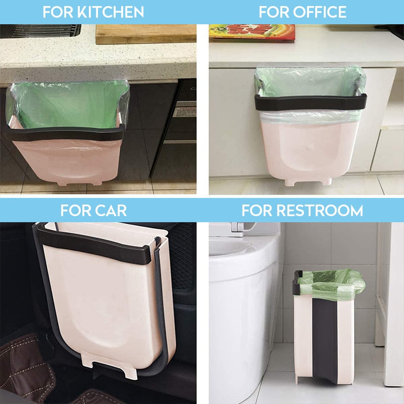 Kitchen Folding Trash Can Car Recycle Bin Trash Bin Kitchen Dustbin Garbage Rubbish Bin Garbage Can Waste Bin For Kitchen - StorageandmoreStorage