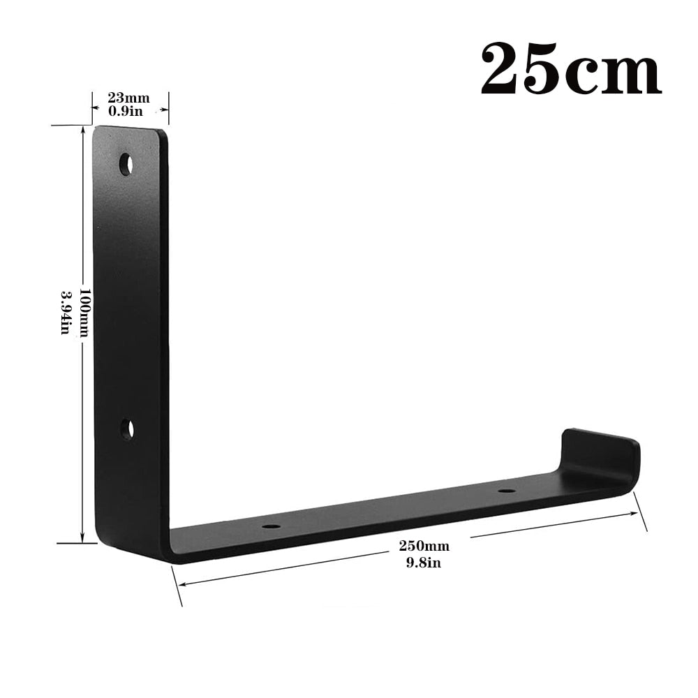 1Pair(2 PCS) Black Wall Mounted Shelf Bracket Brackets Support With Screws L shape，for DIY Open Shelving Hardware Included - StorageandmoreStorage