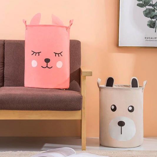 Cartoon Rabbit Ear Bear Laundry Hamper Clothes Storage Basket Home Decoration Storage Barrel Kids Toy Organizer Bucket - StorageandmoreStorage