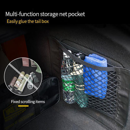 Car Back Rear Trunk Storage Net Seat Elastic String Net Magic Sticker Mesh Storage Bag Auto Organizer Seat Back Bag Freeshipping - StorageandmoreStorage