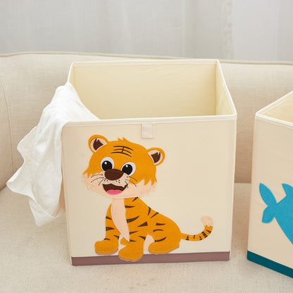 13 inch Foldable Embroidery Animal Cube Storage Box Oxford Fabric Kids Toys Organizers Bins Chest Organizer for Kids Nursery - StorageandmoreStorage